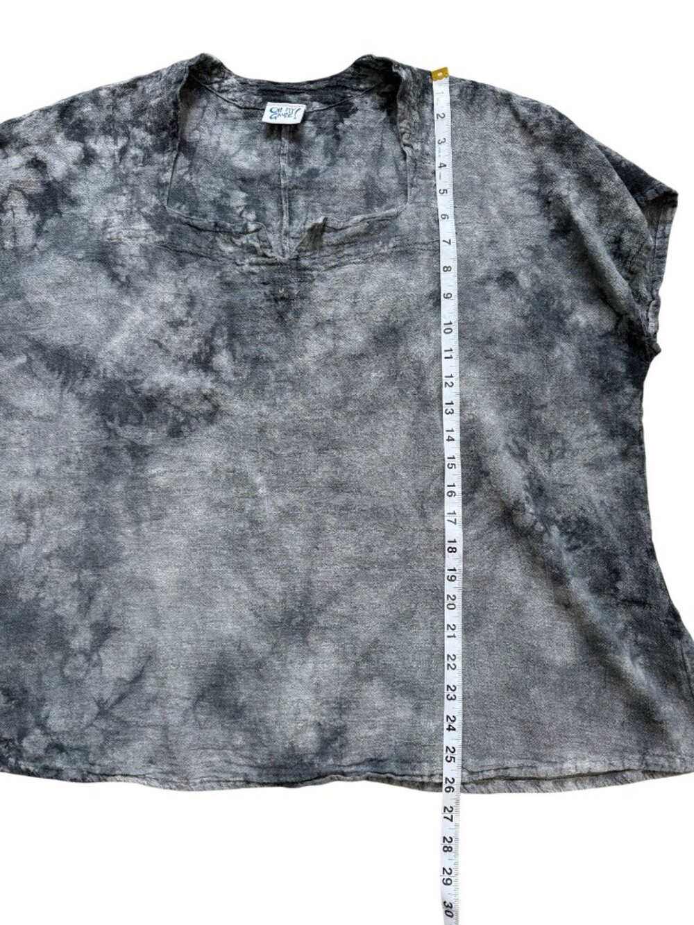 Oh My Gauze Womens Size 3 / XXL Top Short Sleeve Gray Tie-Dye Cotton Lagenlook - Picture 6 of 8